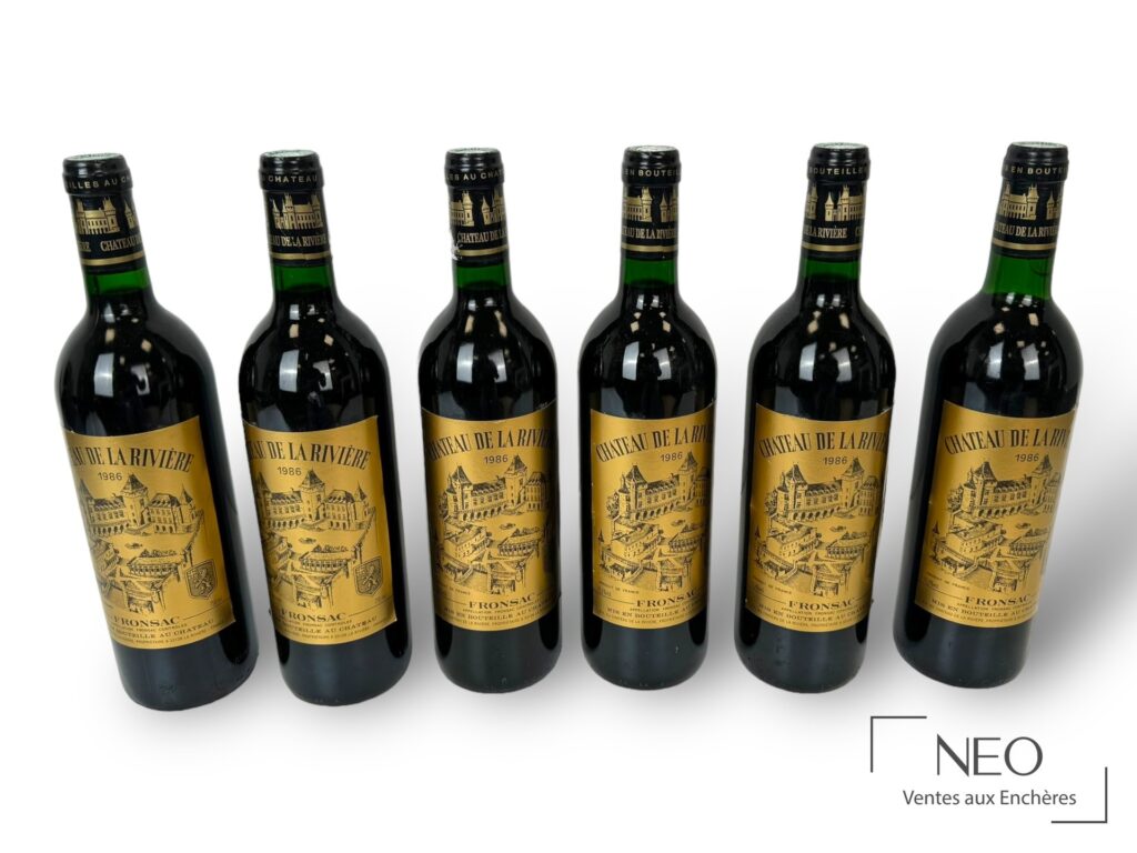 Six bouteilles de Château de la Rivière Fronsac 1986