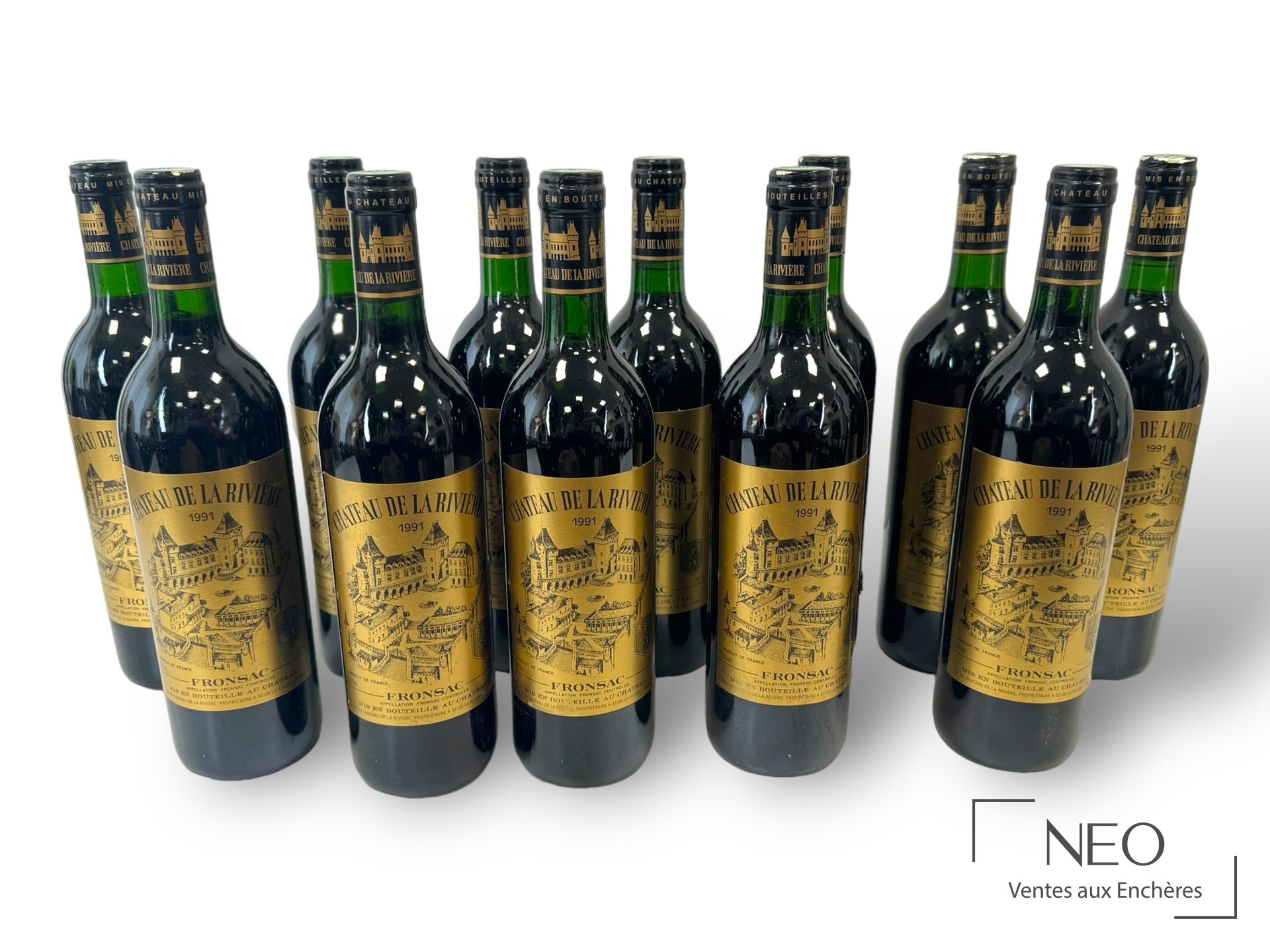 Château de la Rivière, Fronsac 1990, lot de 11 bouteilles