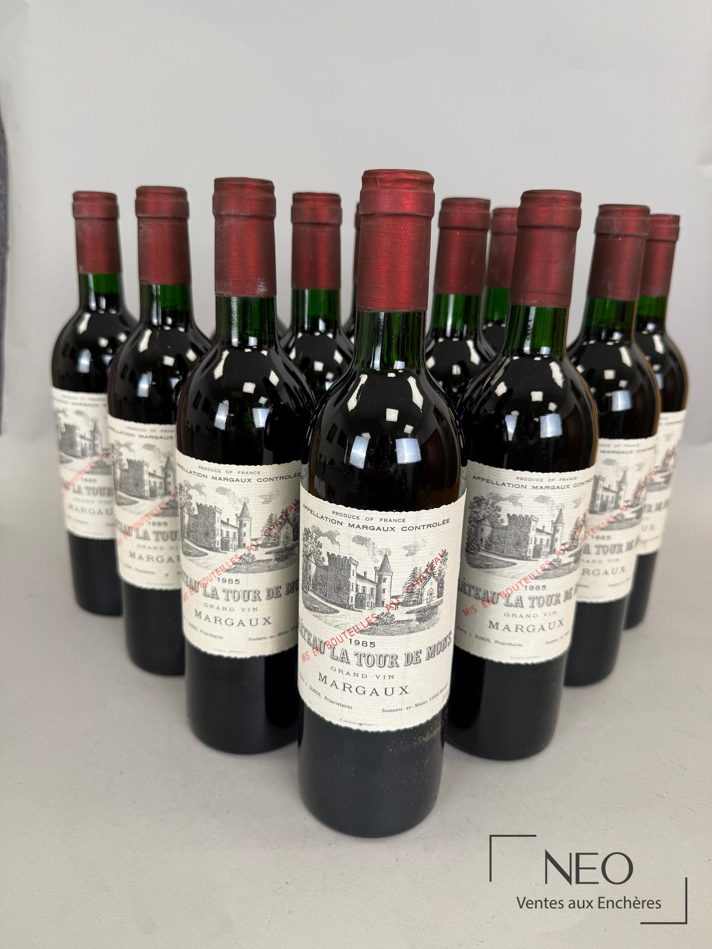 Château La Tour de Mons 1985 Margaux, caisse bois d’origine de 12 bouteilles