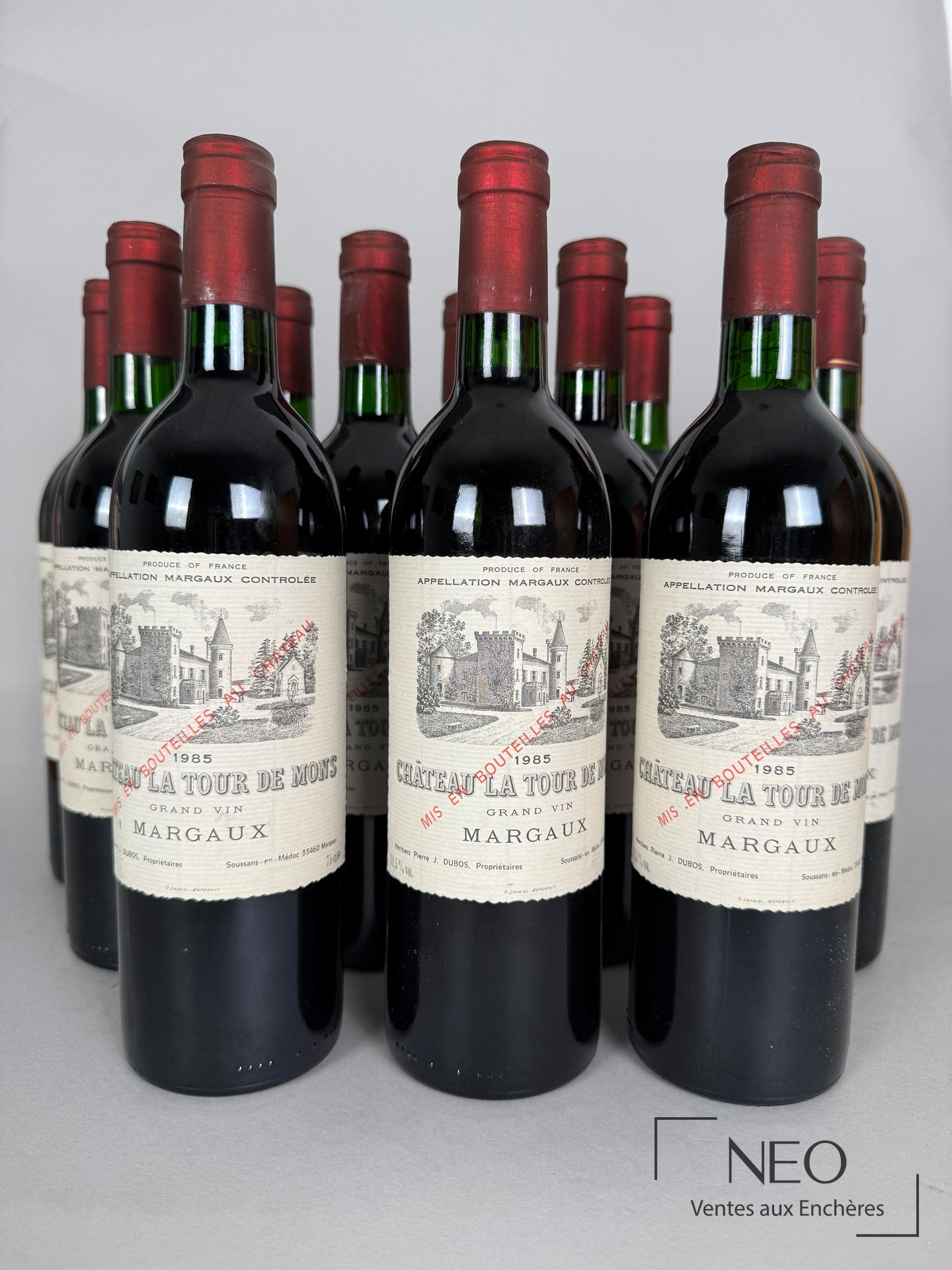 Caisse bois d’origine de 12 bouteilles Margaux Château La Tour de Mons 1985