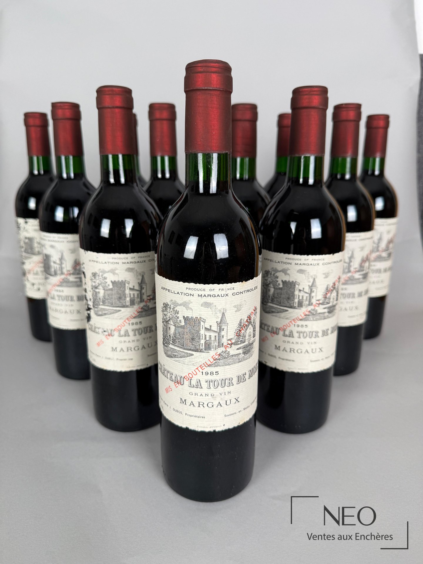 Château La Tour de Mons 1985, caisse bois d&rsquo;origine de 12 bouteilles Margaux