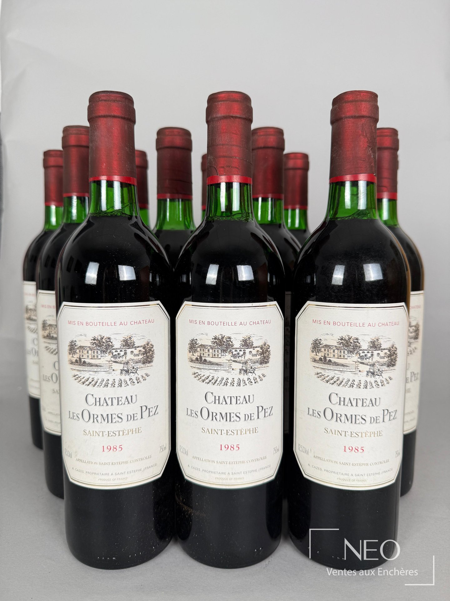Château Les Ormes de Pez 1985, caisse bois de 12 bouteilles