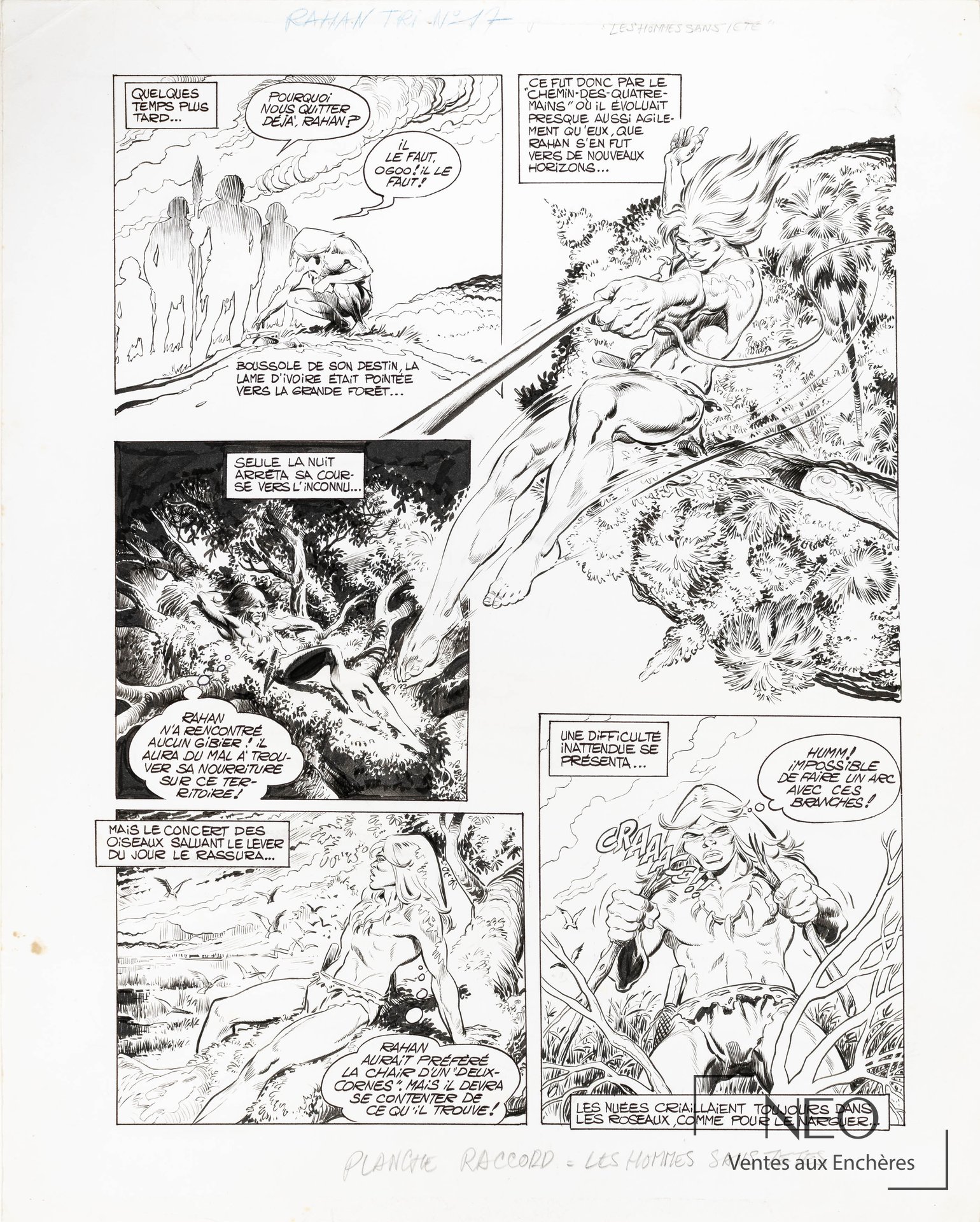 André Chéret et Roger Lecureux, Rahan, planche raccord, Les hommes sans tête