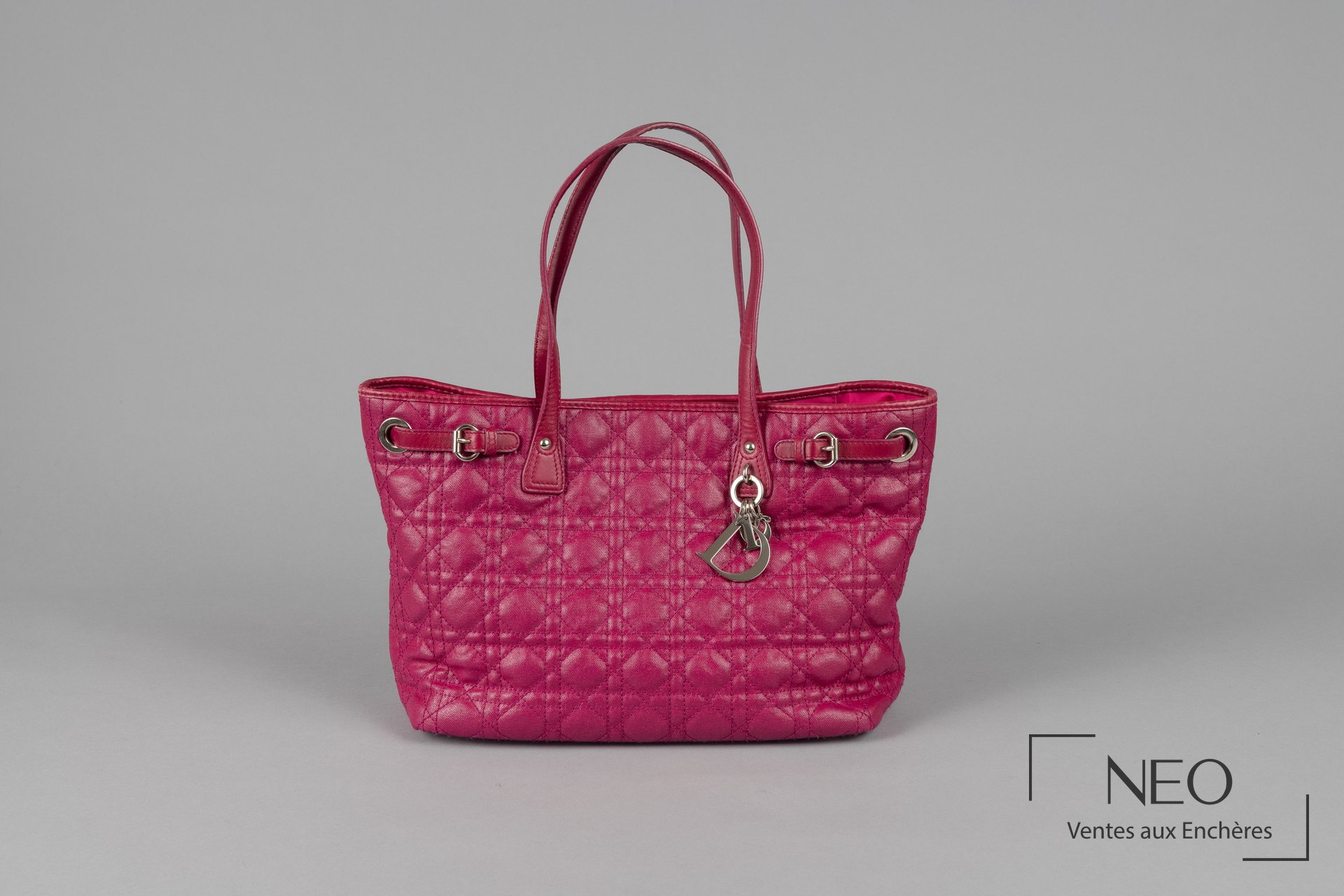 Sac cabas Christian Dior Panarea rose fuchsia en vue de face