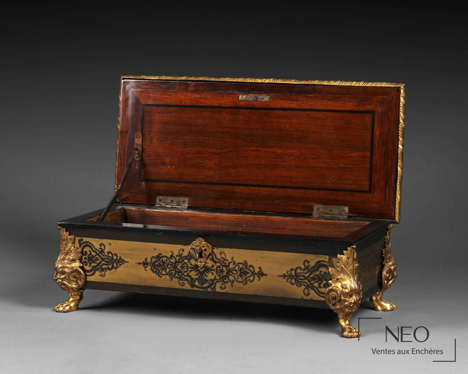 Coffret rectangulaire en marqueterie Boulle, époque Napoléon III
