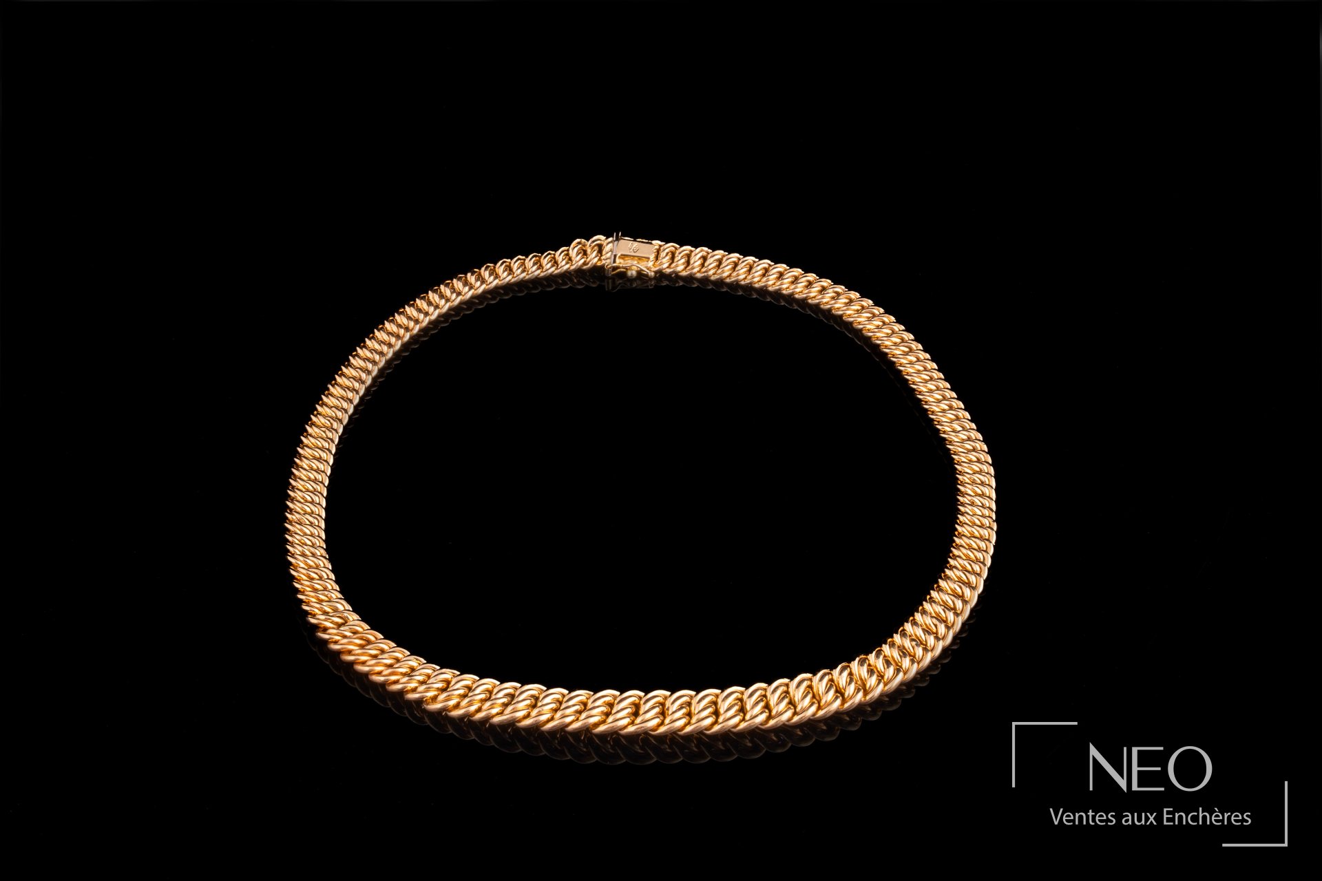 Collier en chute à maille américaine en or jaune 18 carats