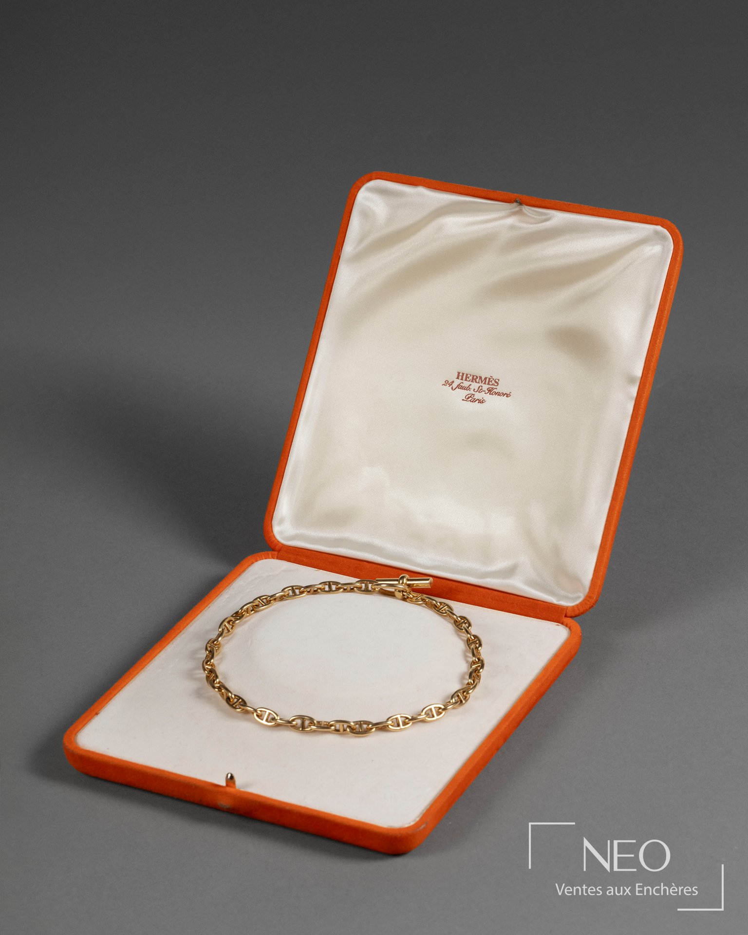 Hermès Paris collier chaîne d’ancre en or jaune 18 carats vers 1990