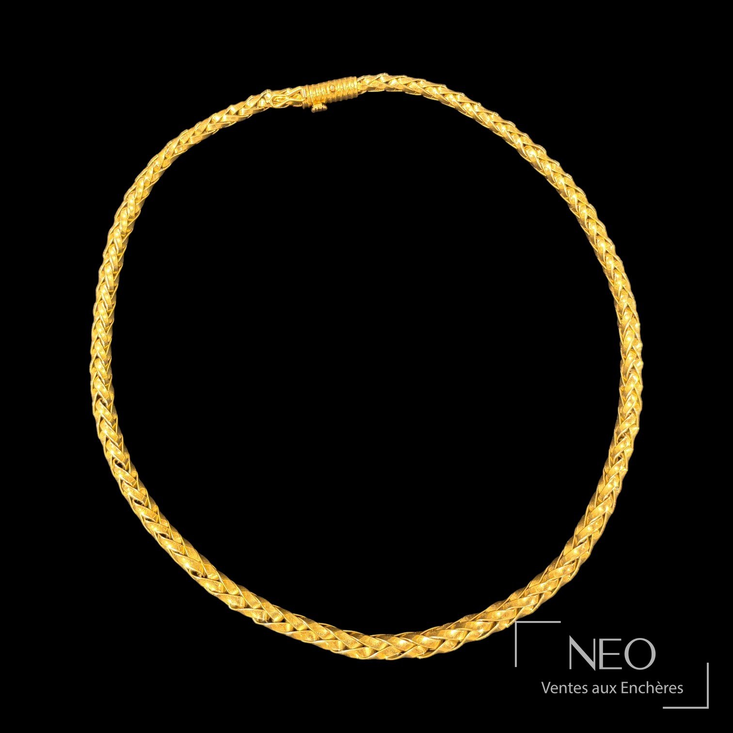 Collier en or jaune 18K à maille fantaisie torsadée