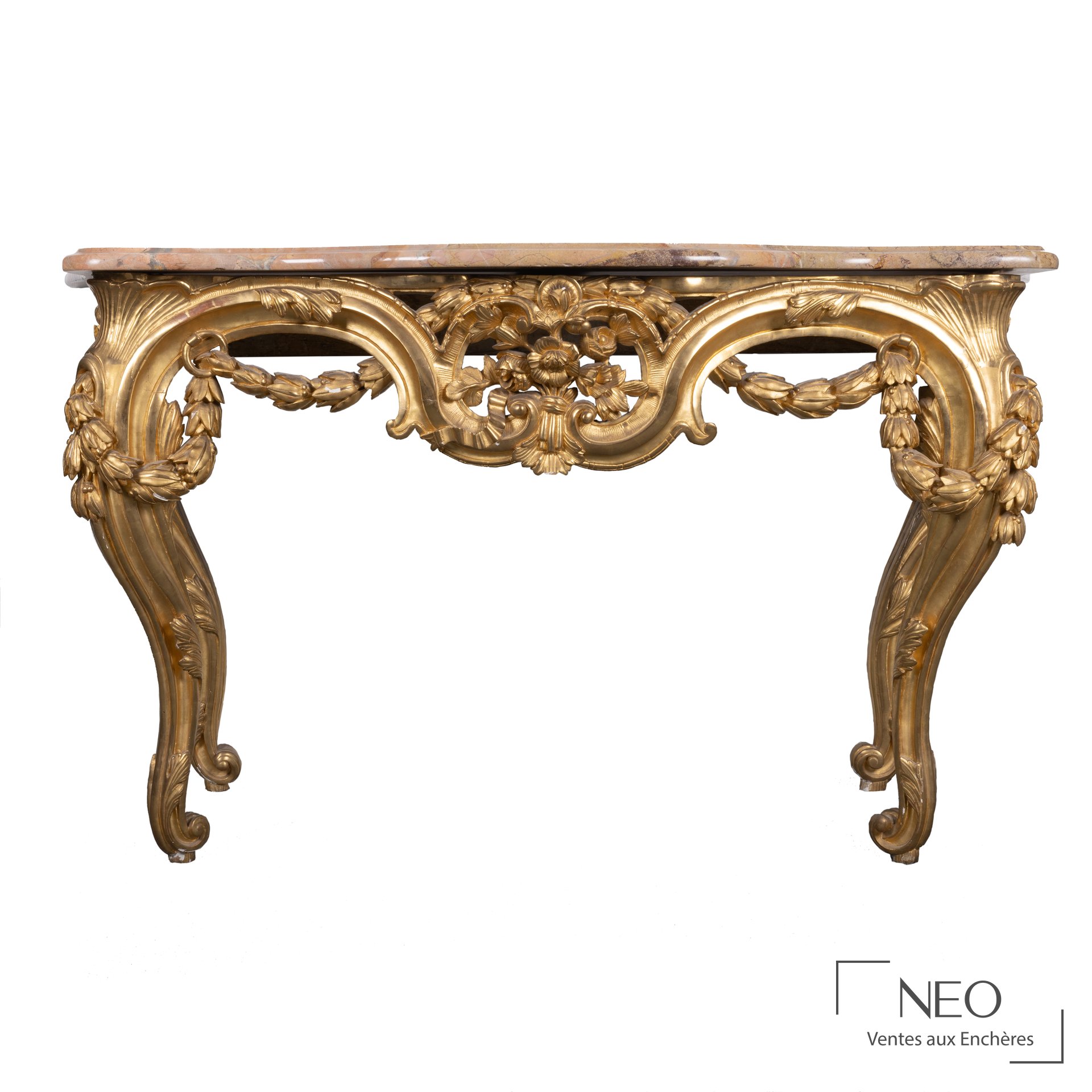 Console Louis XV en bois sculpté et doré