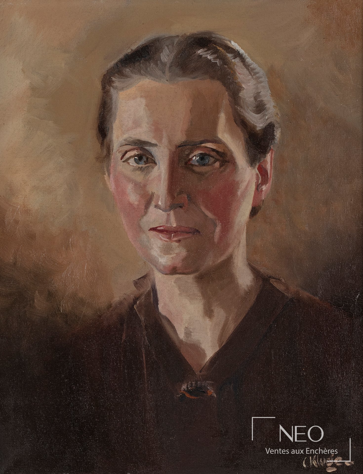 Portrait de femme peint à l'huile sur toile