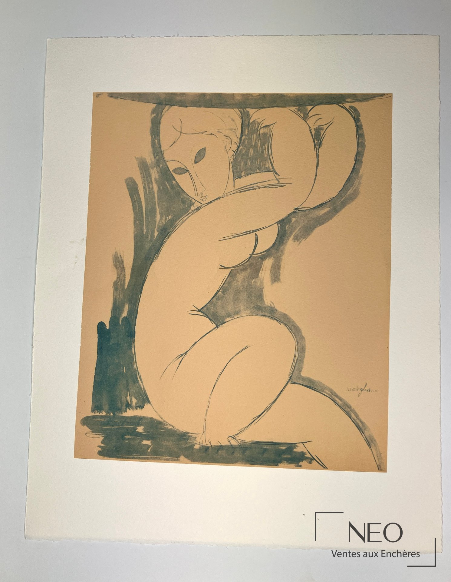 D&rsquo;après Amédéo Modigliani, Cariatide, lithographie en couleurs