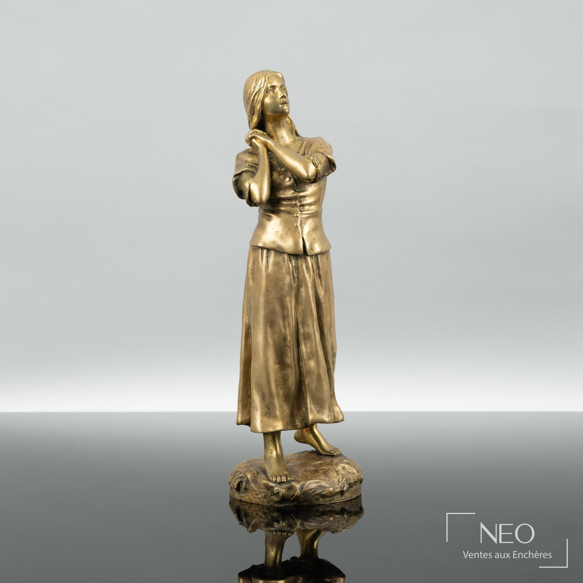 D’après Raoul Larche, Jeanne d’Arc, épreuve en bronze doré