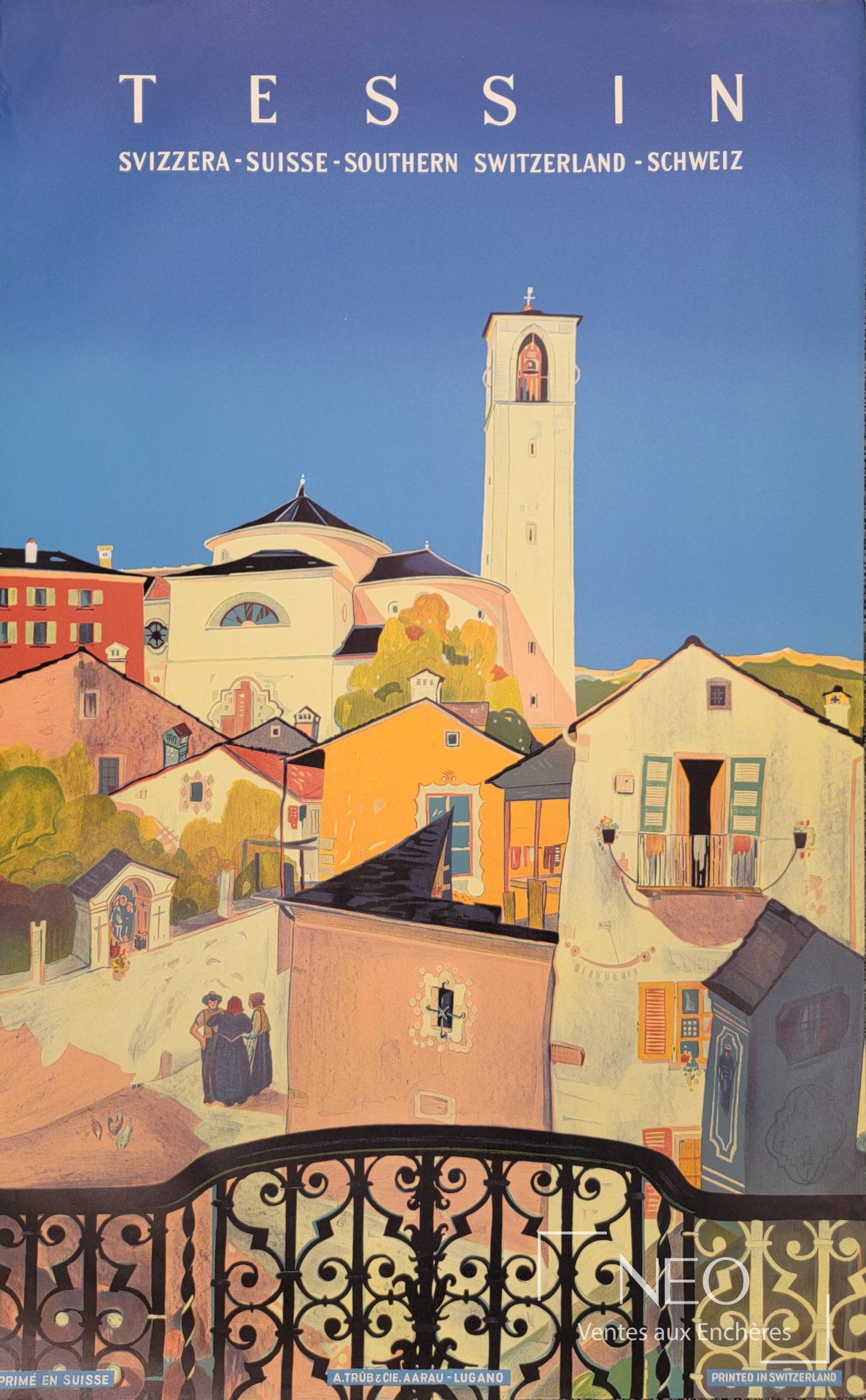 Affiche colorée représentant Tessin
