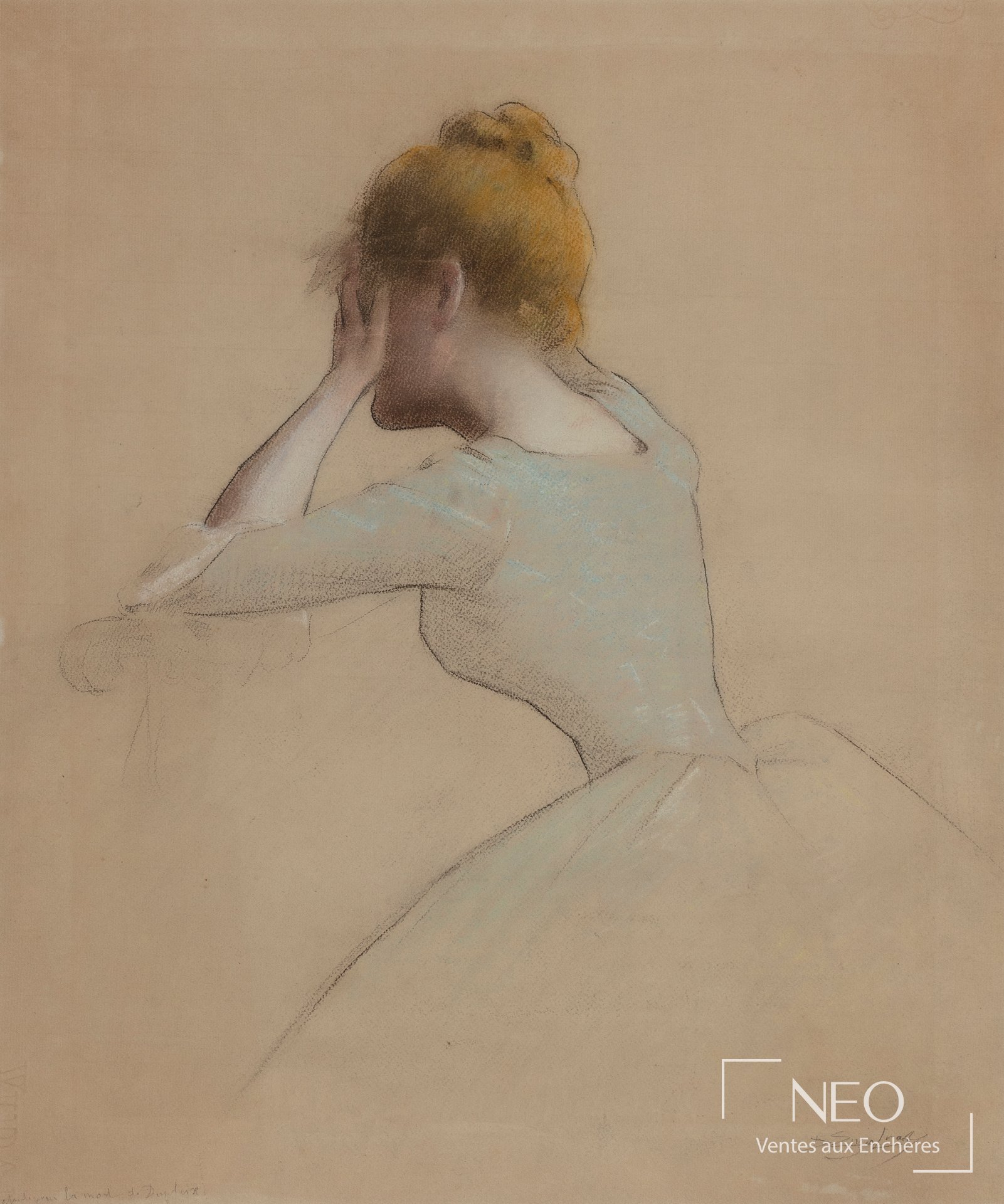 Delphin Enjolras Étude pour la mort de Dupleix, femme de dos au chignon