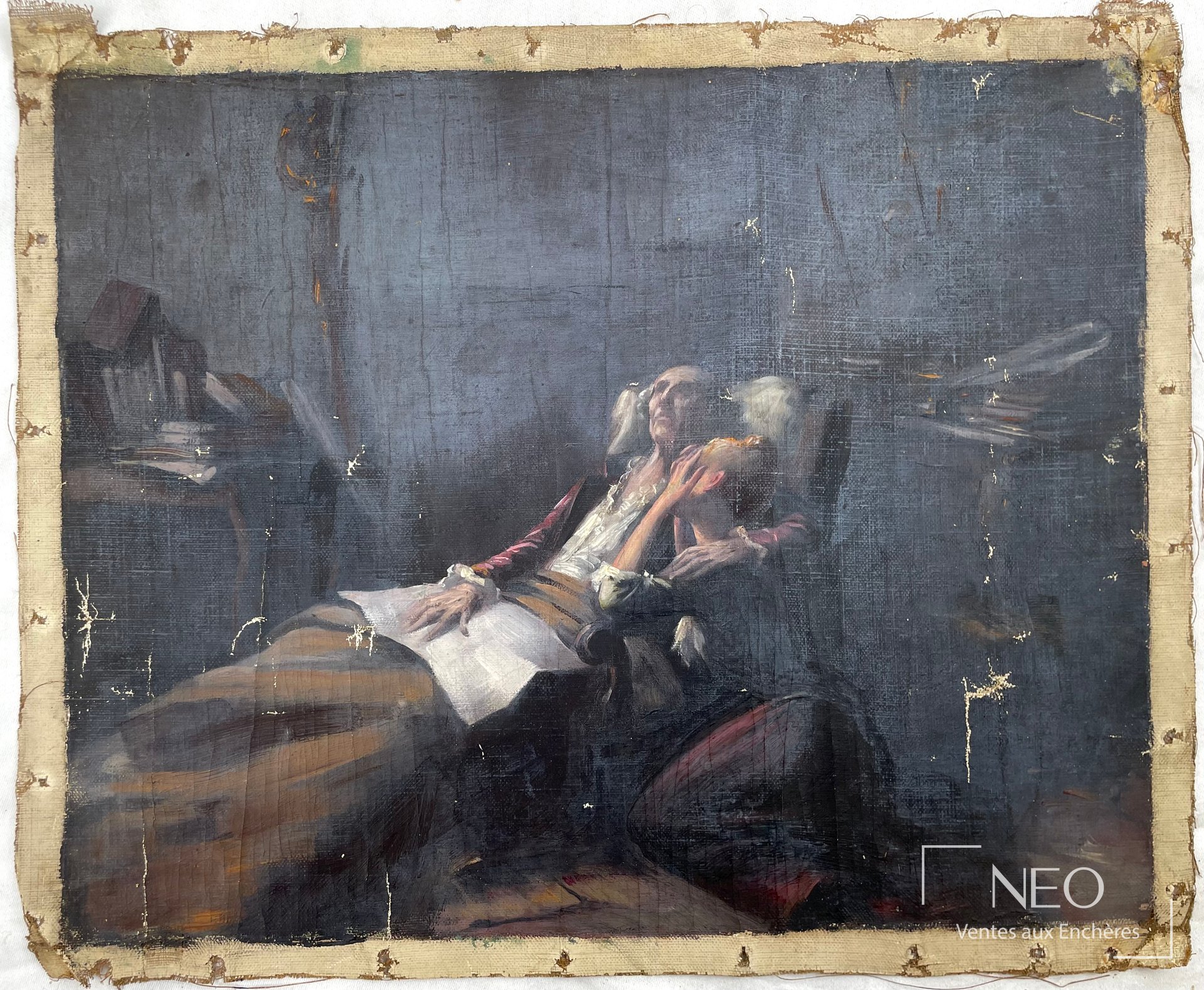Delphin Enjolras attribué à, La mort de Dupleix, huile sur toile