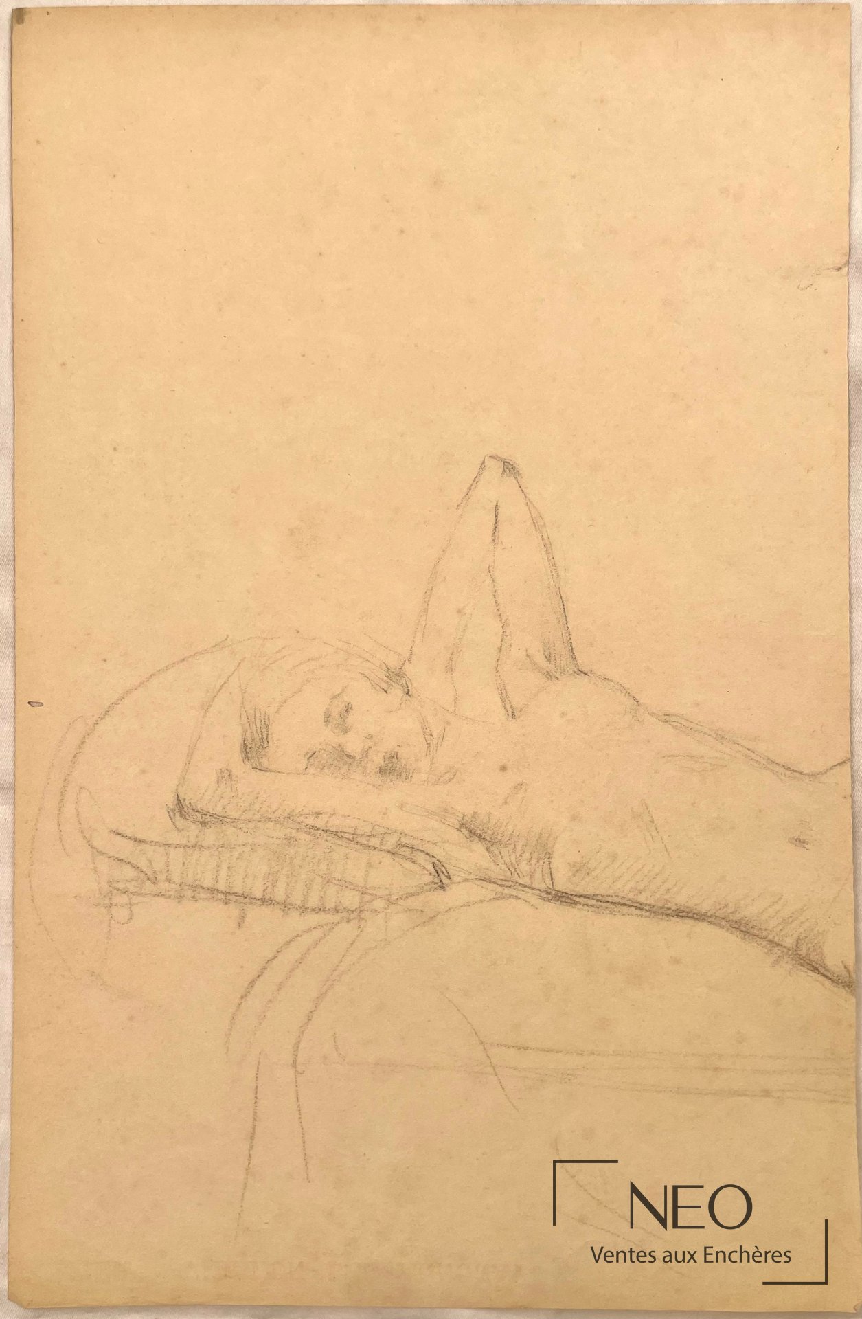 Attribué à Delphin Enjolras, Étude d’une femme nue, pierre noire sur papier