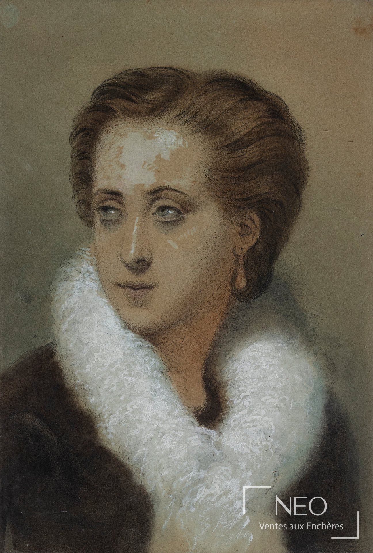 Delphin Enjolras, Portrait de jeune femme au chignon et à l’étole