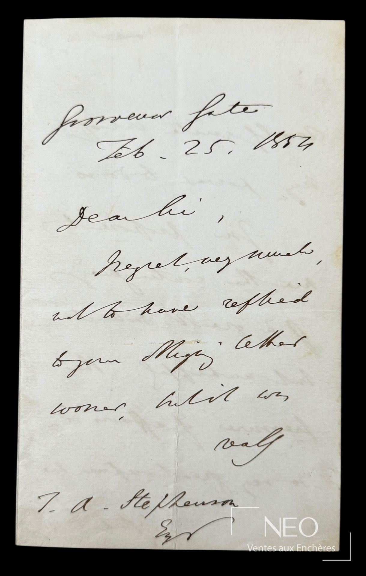 Première page d’une lettre autographe signée de Benjamin Disraeli