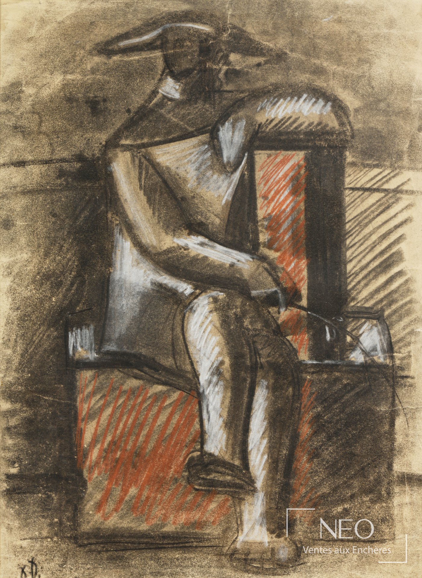 Dessin de torero en crayon