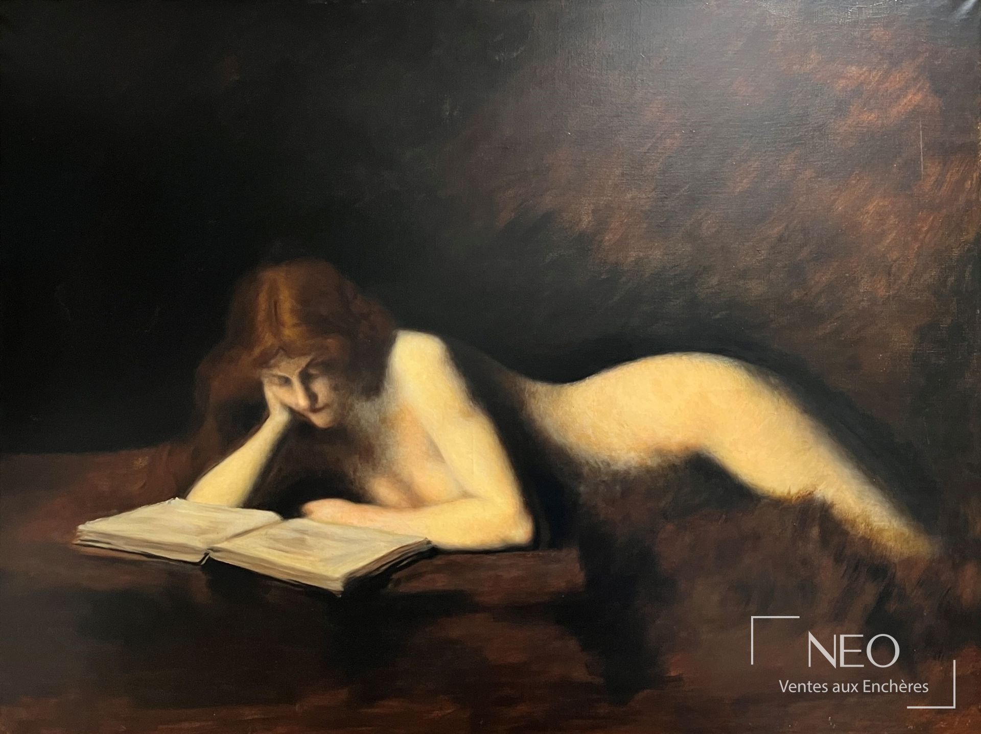 Femme lisant peinte à l’huile sur toile
