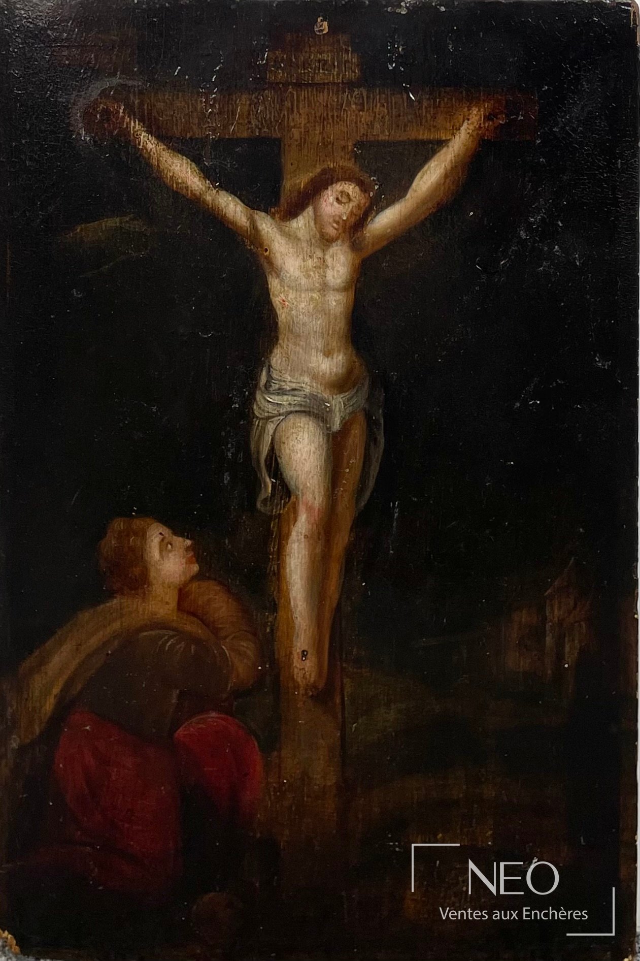 Ecole flamande du XVIIe siècle, Crucifixion, huile sur panneau