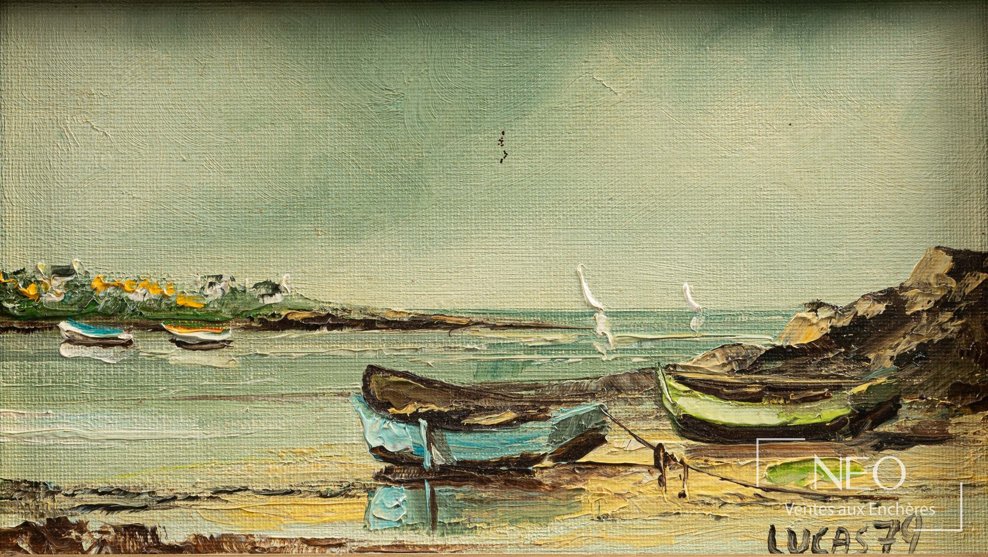 Vue de la toile Les barques à marée basse