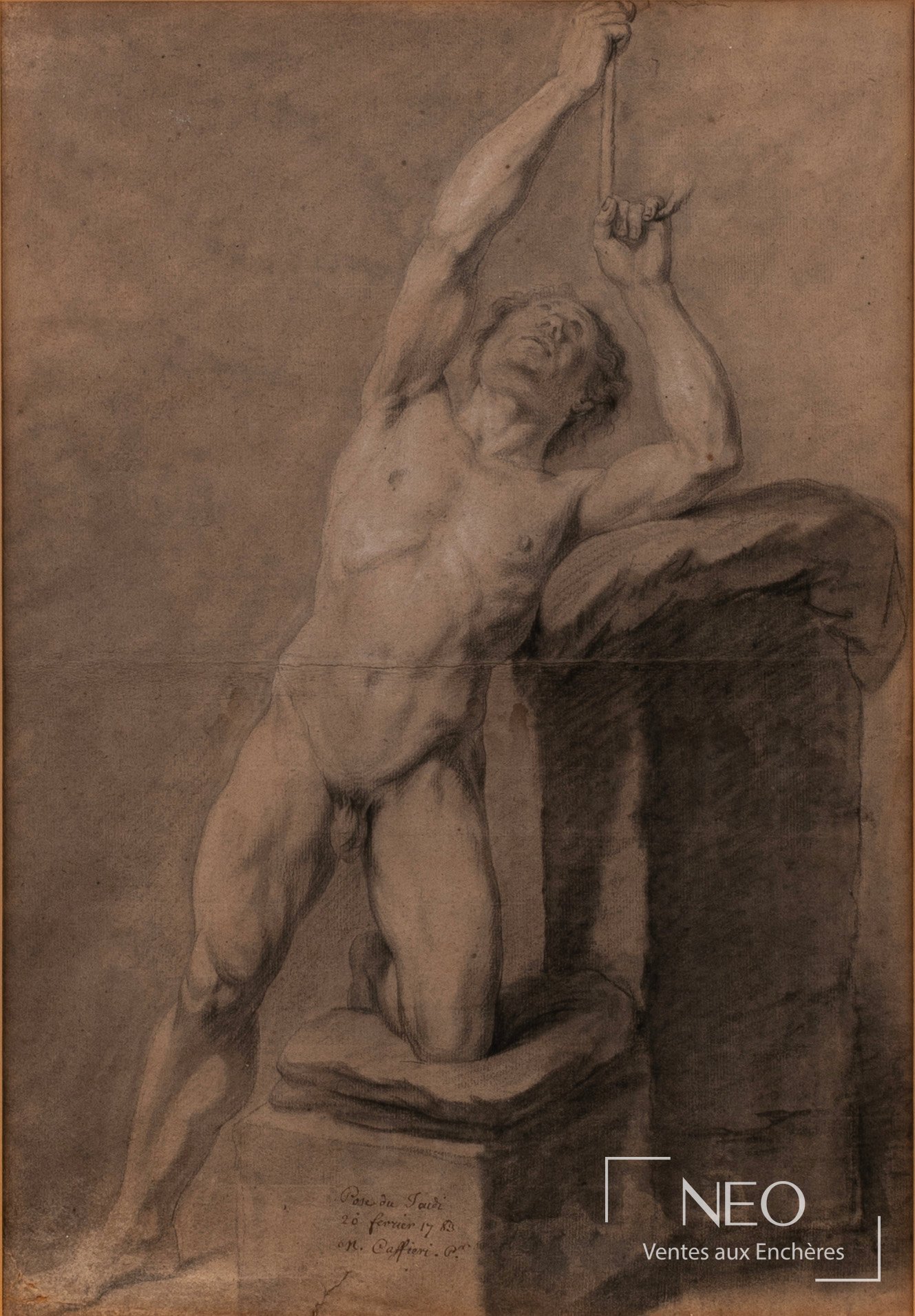 École française du XVIIIe siècle, académie d’homme au crayon noir