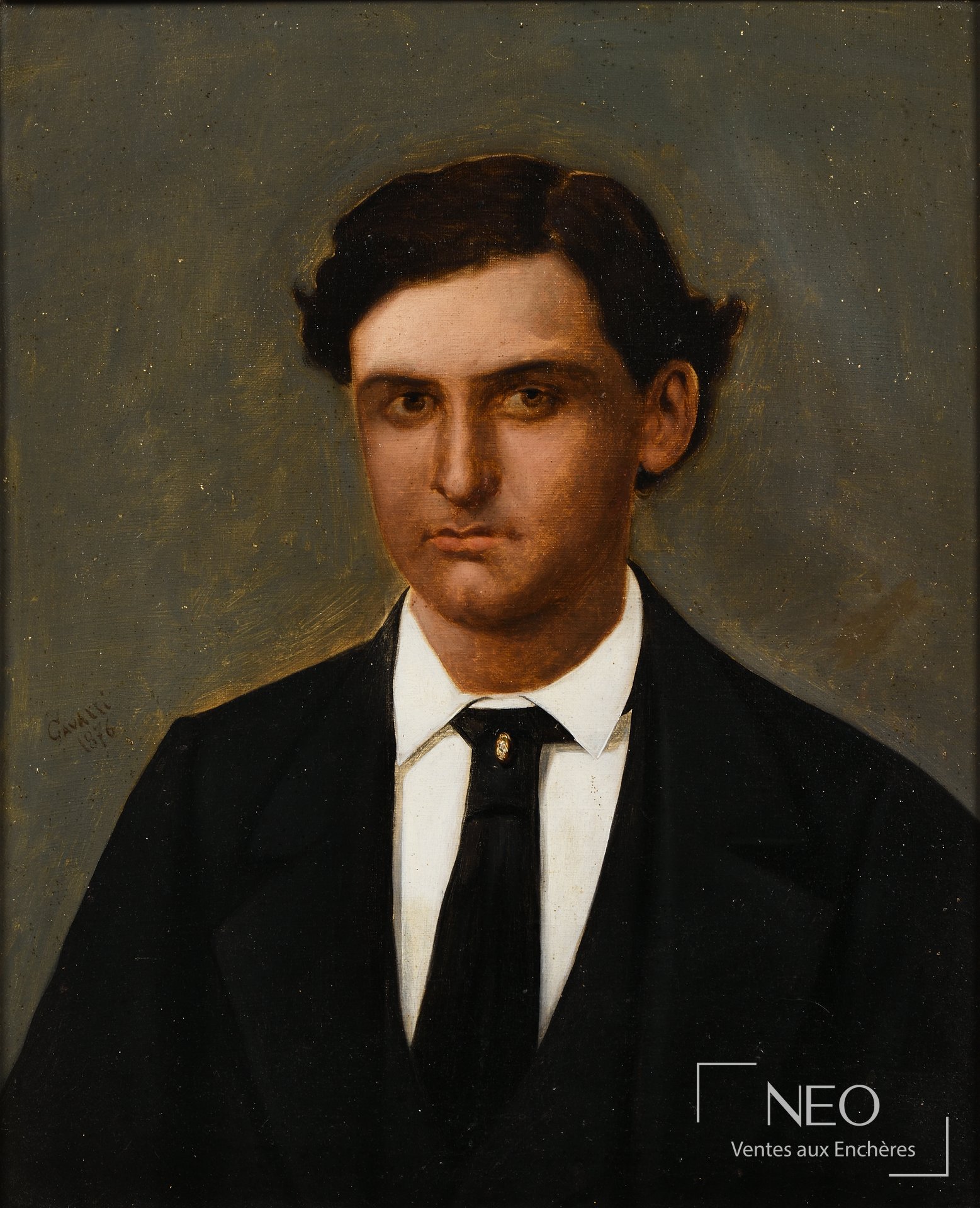École italienne du XIXe siècle, Portrait d&rsquo;homme, huile sur toile