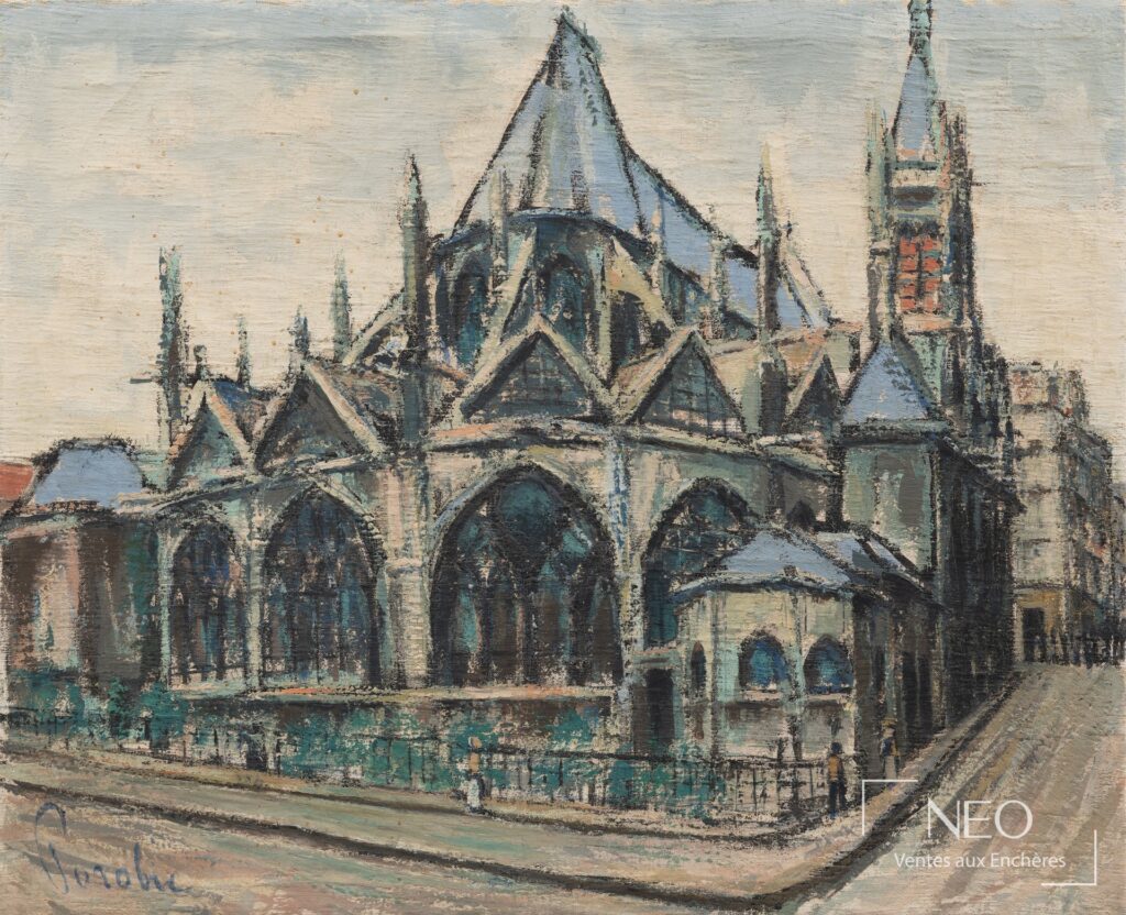 Vue de l'église de Saint-Germain l'Auxerrois peinte à l'huile sur toile