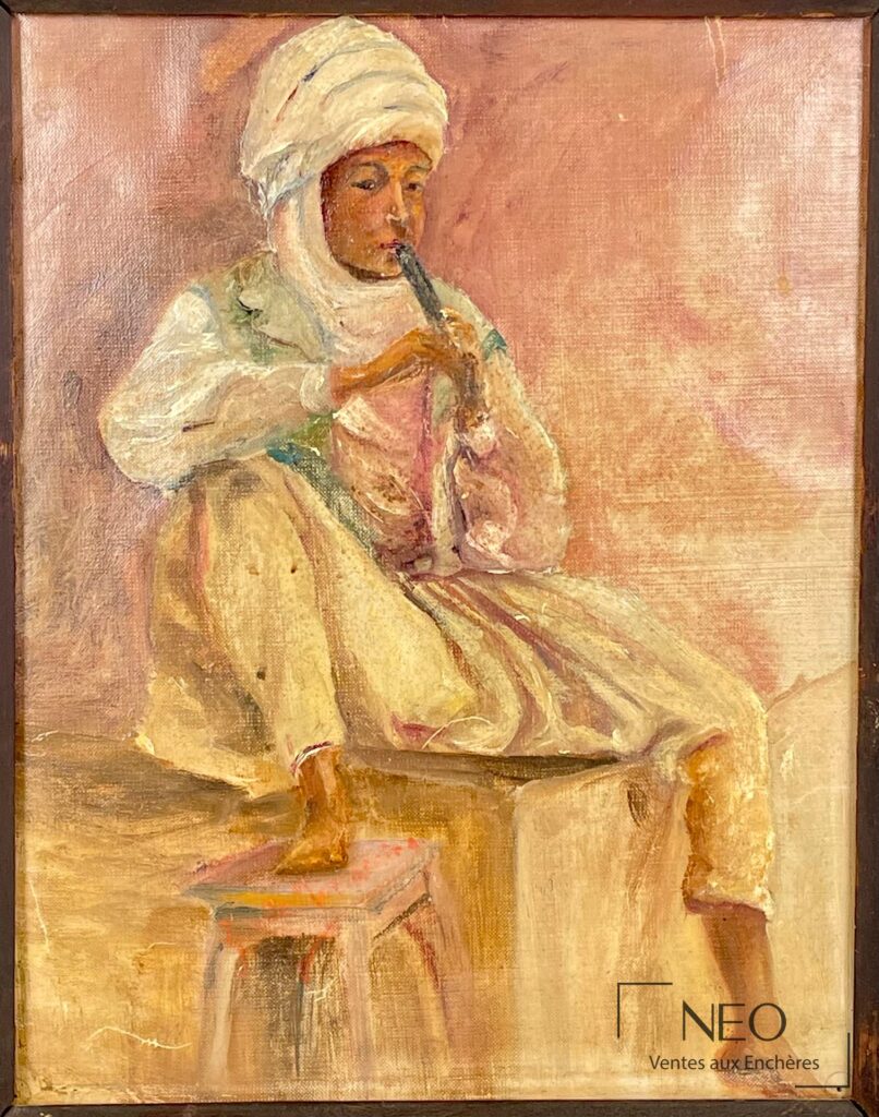 Portrait orientaliste d’un jeune joueur de flûte