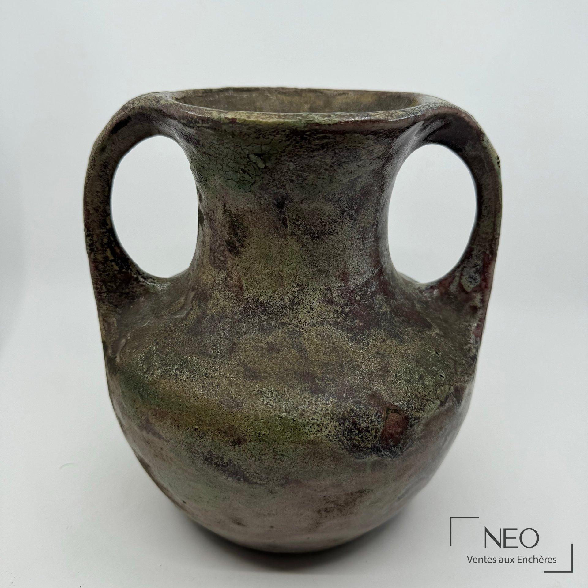 Edmond Lachenal vase à deux anses en terre cuite émaillée, Art nouveau