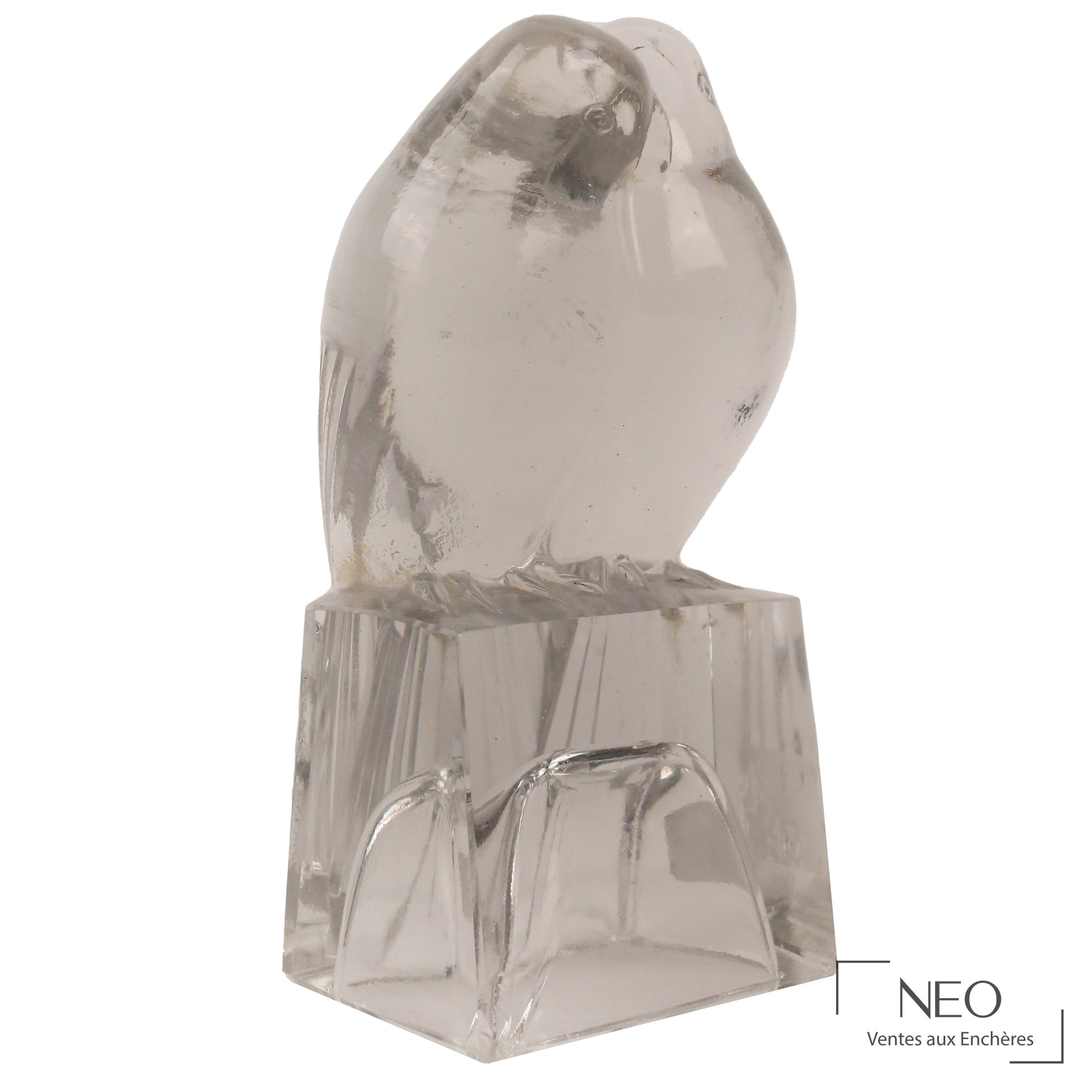 Edouard Cazaux et Gueron Couple de perruches en verre moulé-pressé
