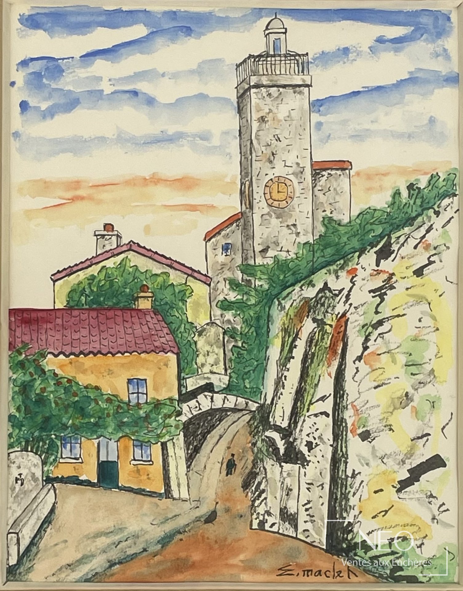 Vue de village de Maclet avec clocher