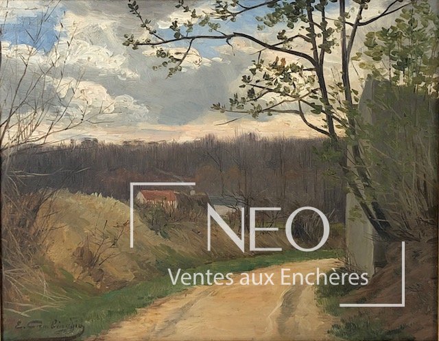 Émile Cambiaggio, Sentier forestier, huile sur panneau