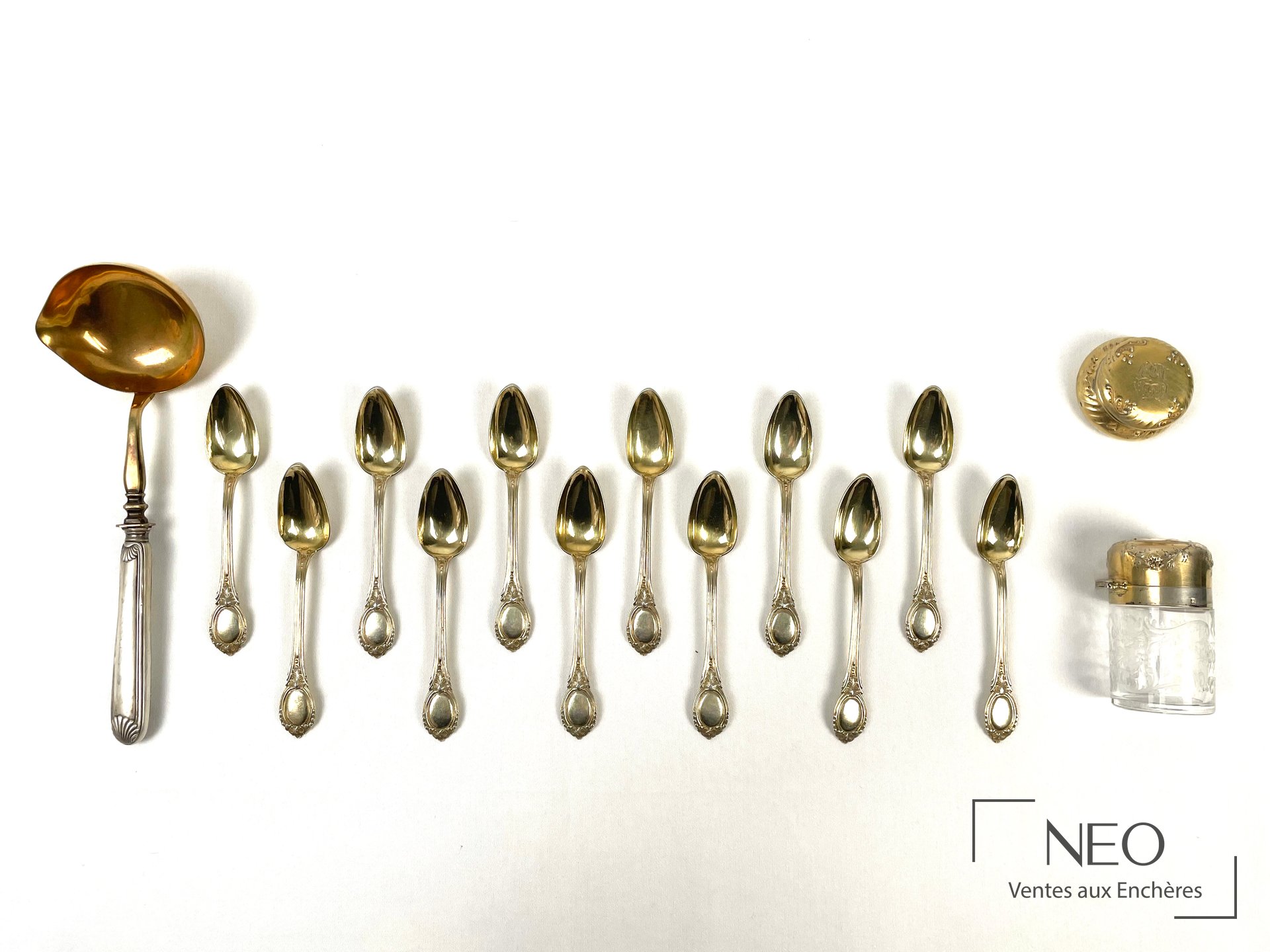 Ensemble en vermeil 950/1000 et cristal, France après 1838