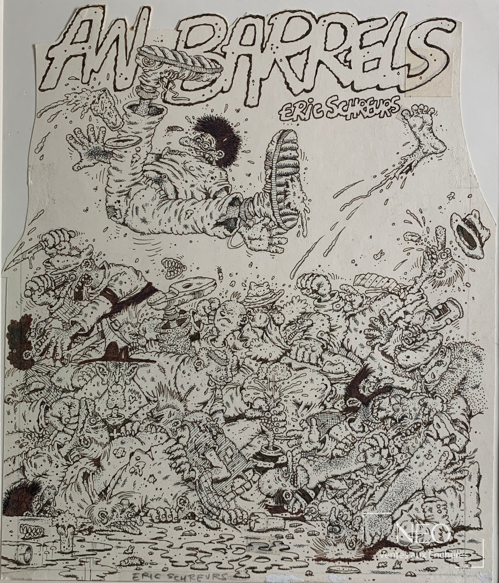Eric Schreurs, Geharrebar, couverture de l&rsquo;album AW Barrels, 1991