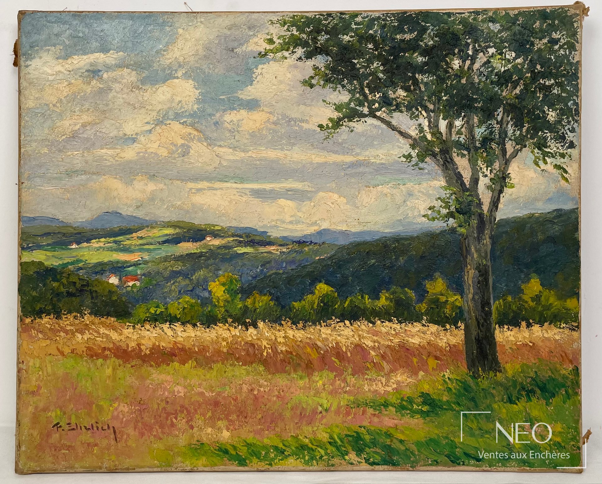 F. Ehrlich, paysage champêtre, huile sur toile signée