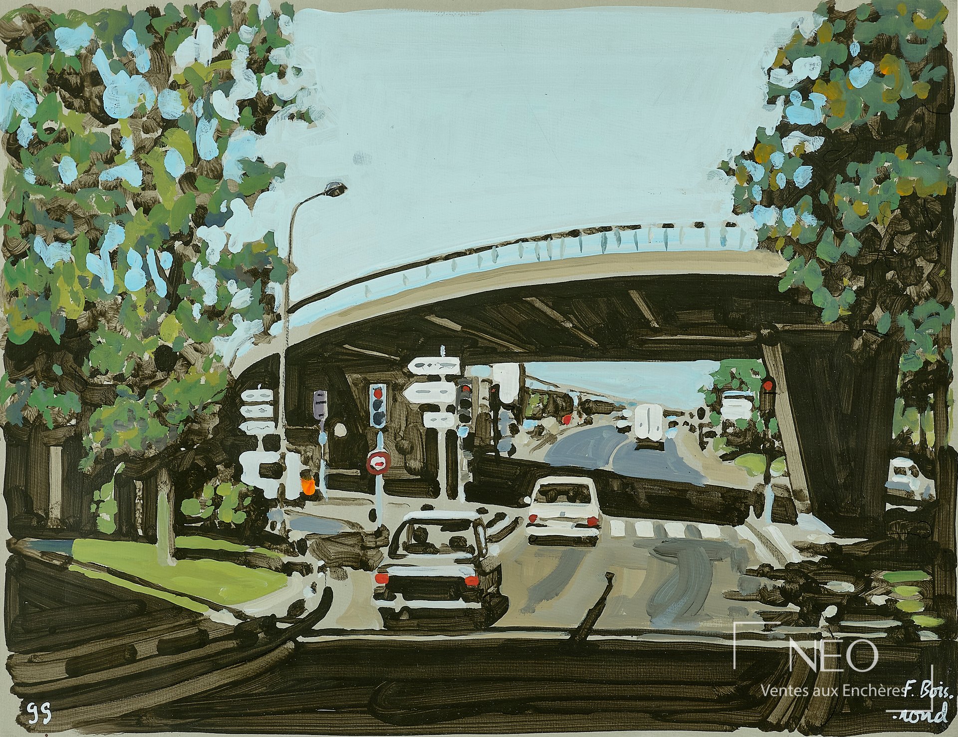 François Boisrond, Vue du périphérique, acrylique sur papier, 1995