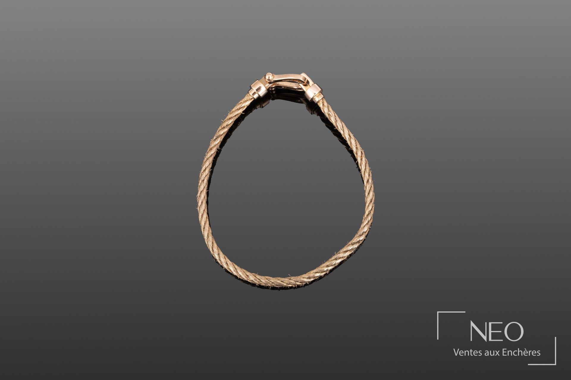 Bracelet Fred Force 10 en or rose avec maille câble et fermoir manille