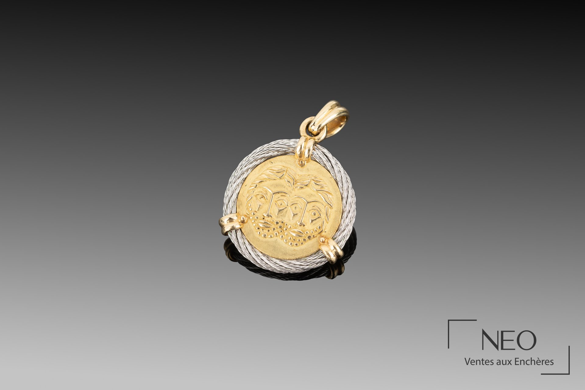 Fred Force 10 Vintage pendentif en or jaune 18 carats et acier