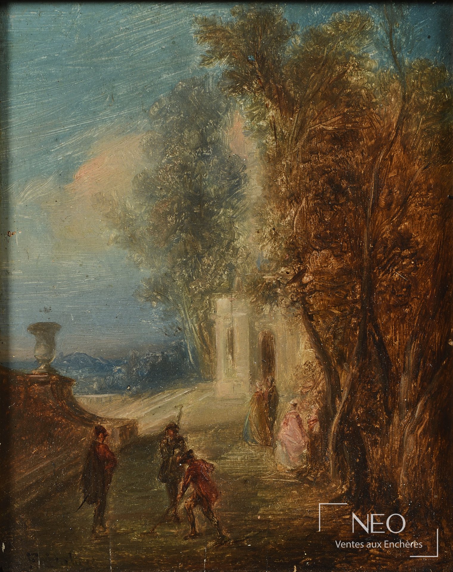 Scène extérieure peinte à l'huile