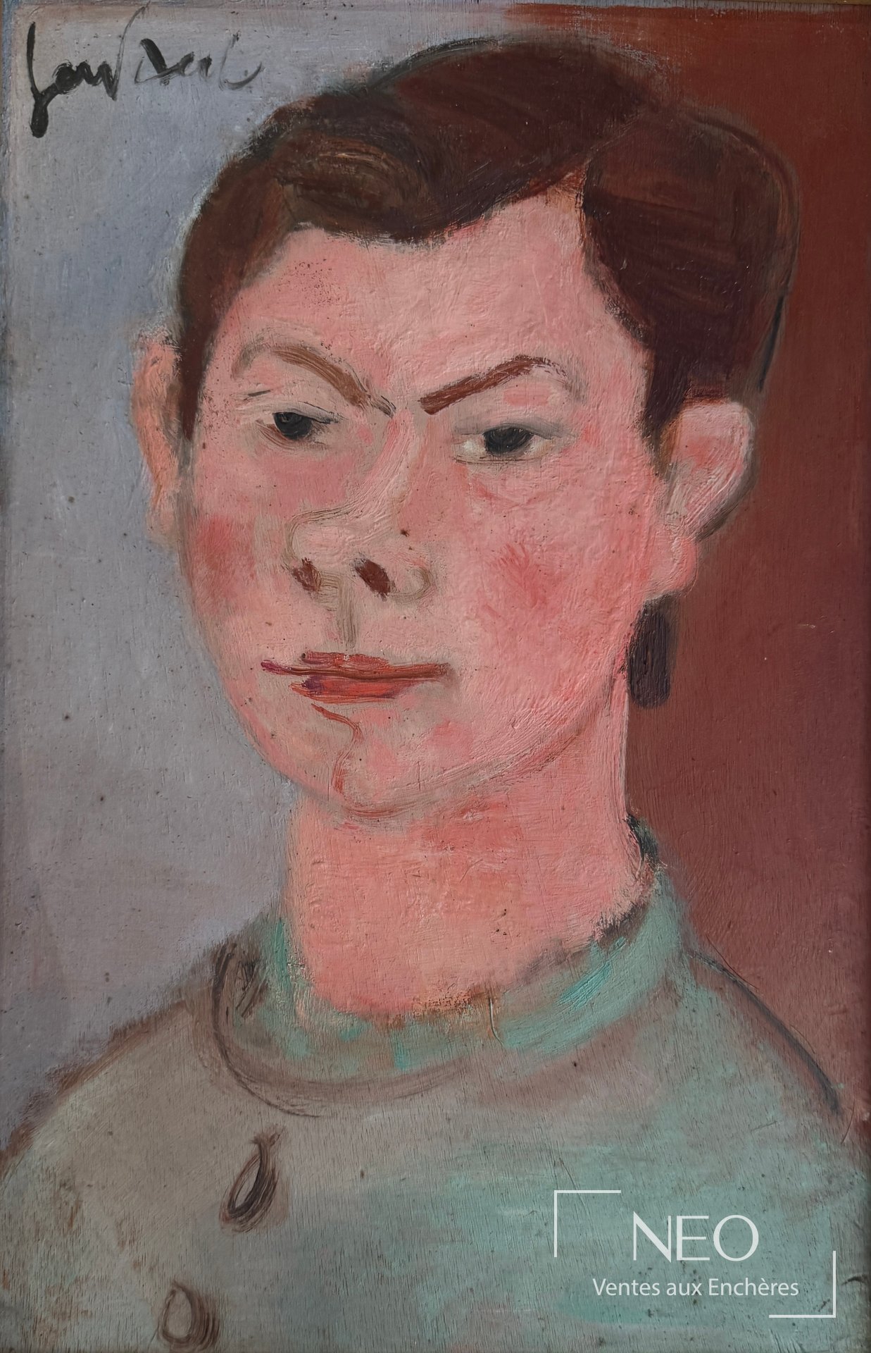 Portrait d'homme peint à l'huile sur panneau de bois