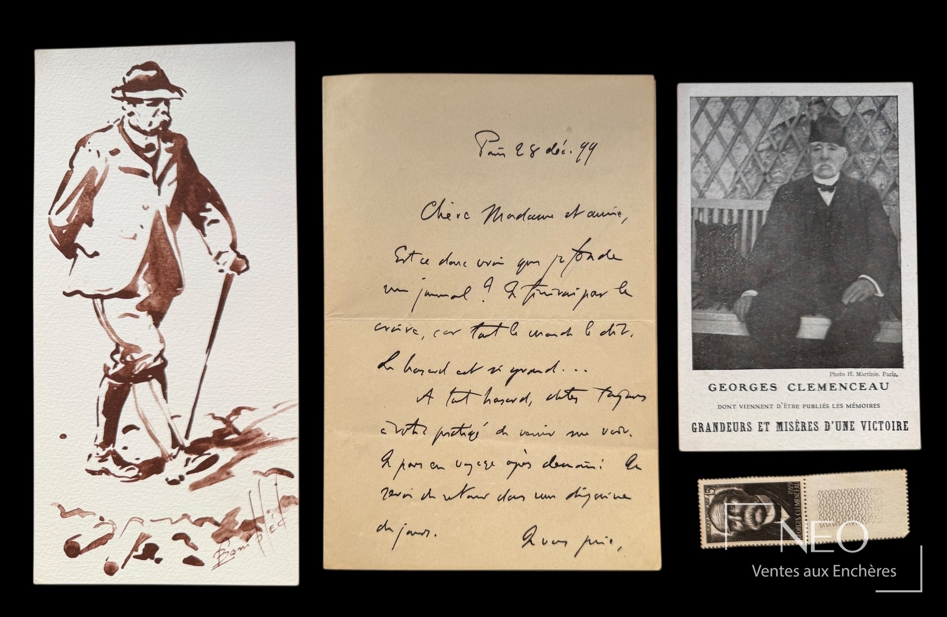 Georges Clemenceau Lettre autographe signée du 28 décembre 1899
