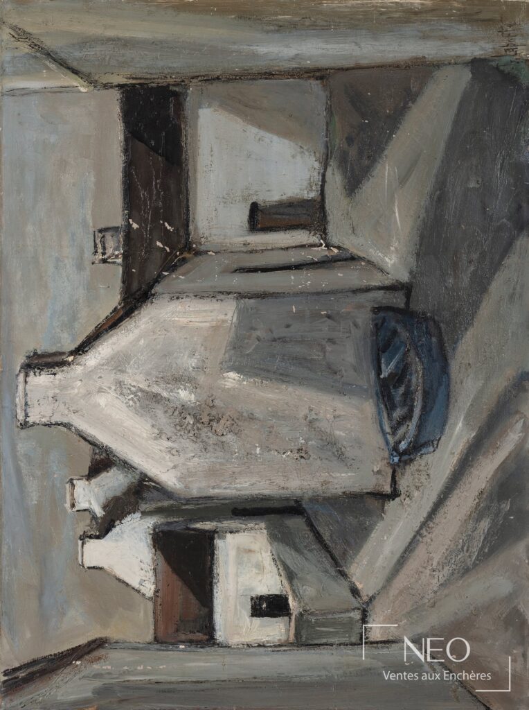 Composition abstraite aux tons gris