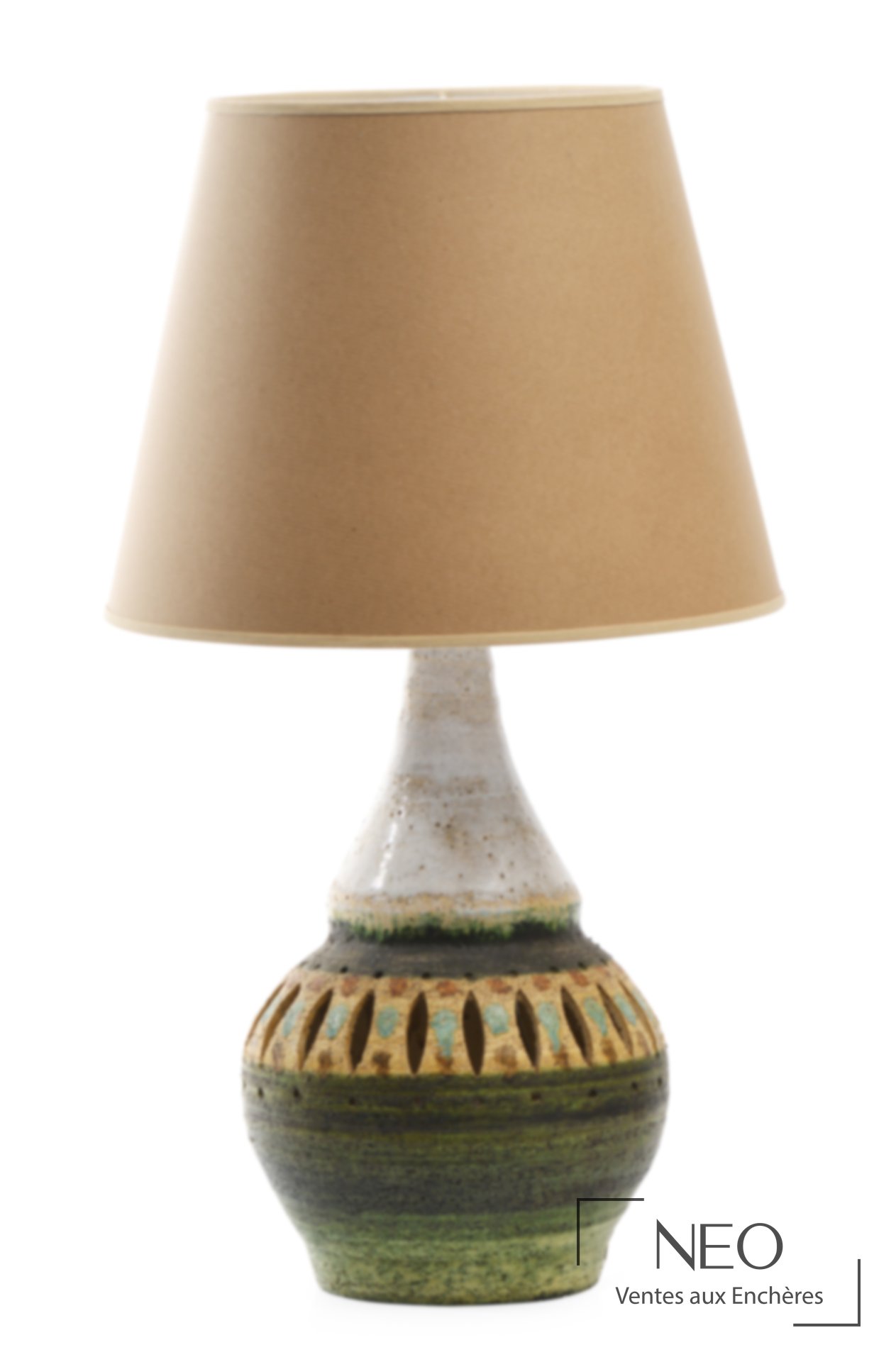 Pied de lampe piriforme en céramique émaillée