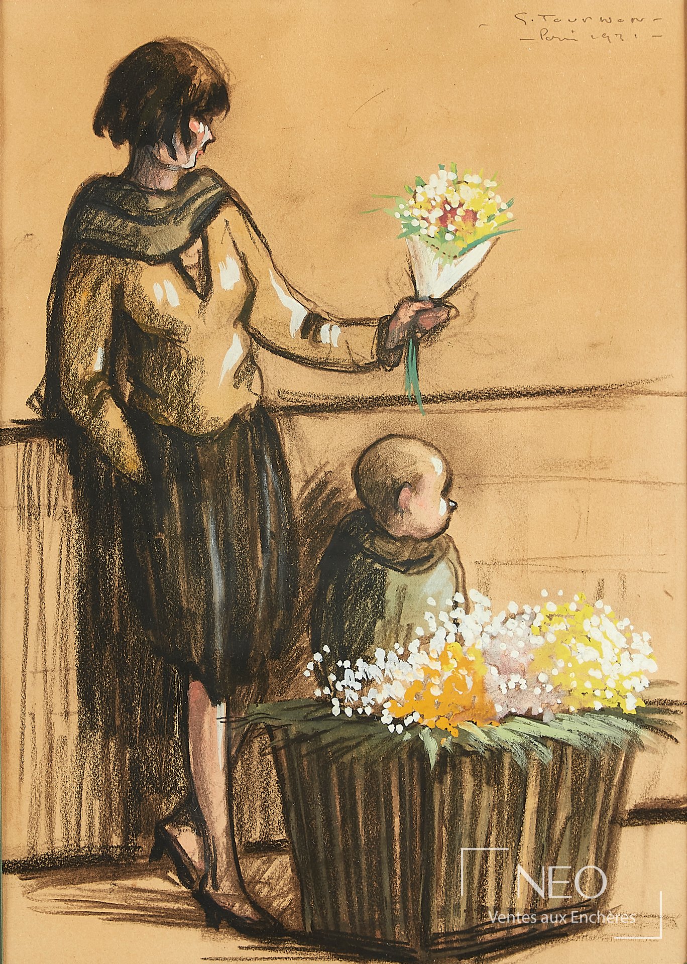 Georges Tournon, La vendeuse de fleurs et son enfant, 1931