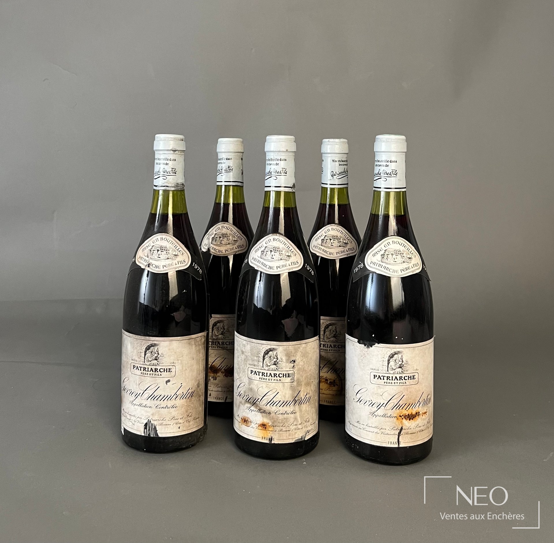 5 bouteilles Gevrey-Chambertin Patriarche père et fils, 1978