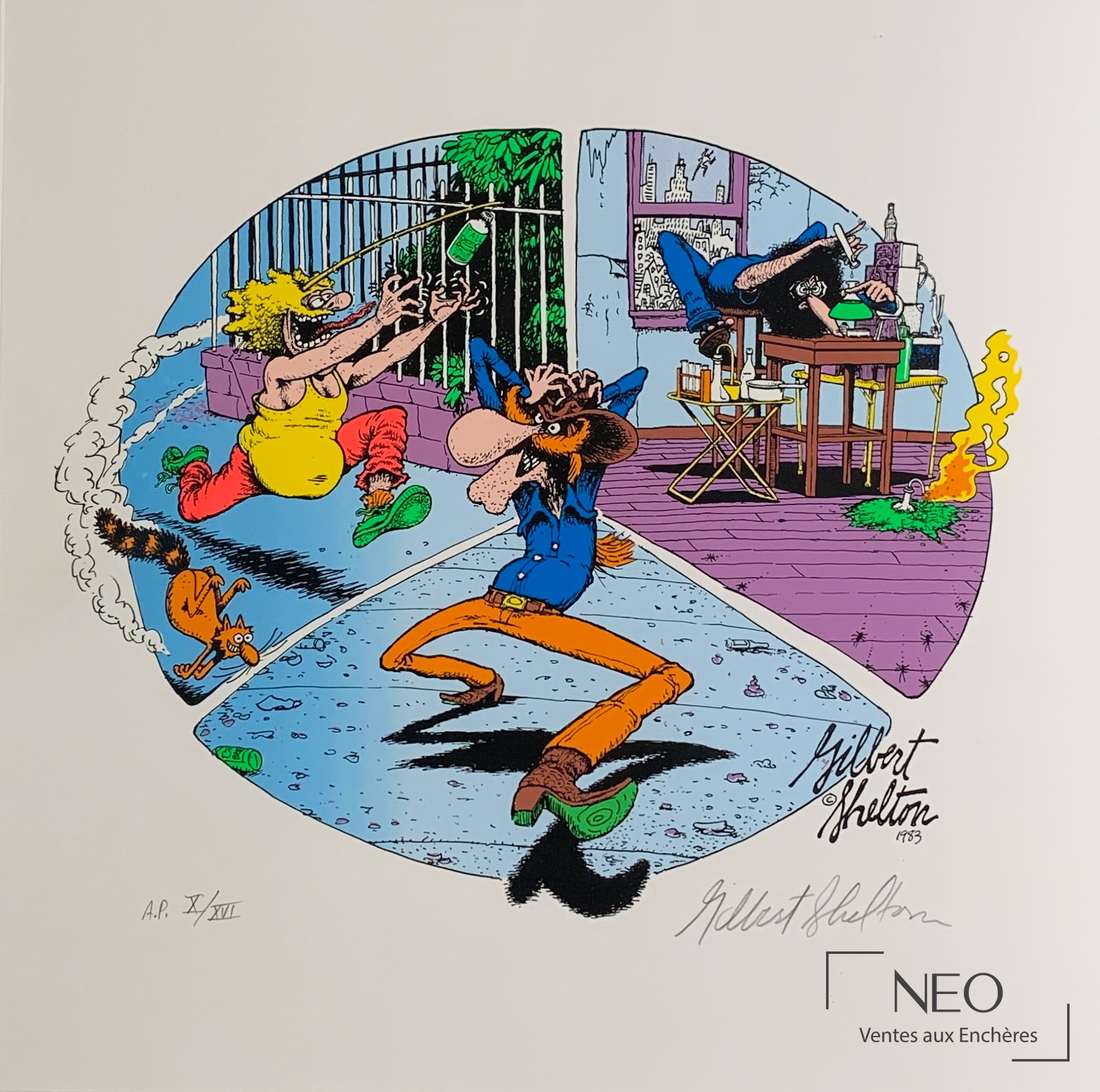 Gilbert Shelton Les fabuleux Freak Brothers, estampe signée et numérotée