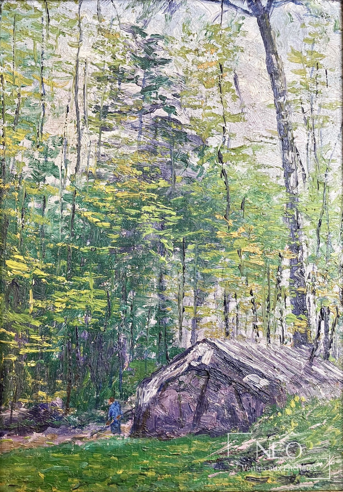 Gustave Cariot, Cabane de bûcherons – Périgny, huile sur toile, 1903