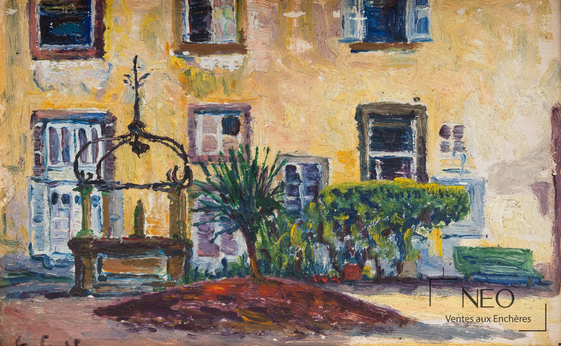 Gustave Cariot, Cour de l&rsquo;hôtel Dieu et son puits, 1915